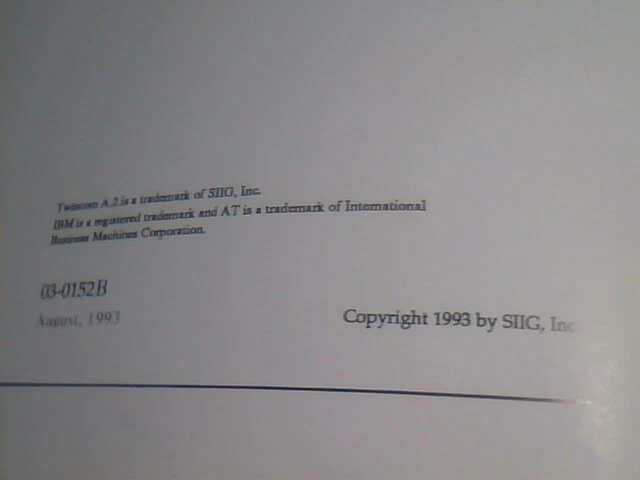 User's Manual Guide - Single/Dual Port Serial Board Twincom A.2 SIIG 1993 - image 3