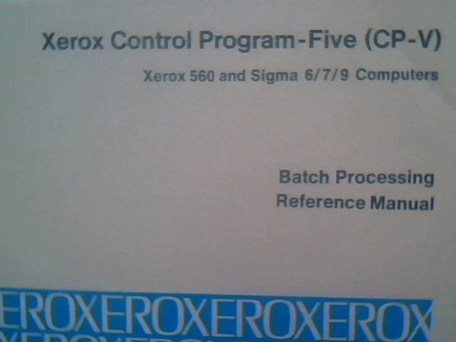 Original binder - Xerox Control Program-Five CP-V 560 Sigma Batch Processing - image 3