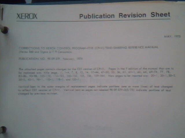 Original binder - Xerox Control Program-Five CP-V 560 Sigma Batch Processing - image 6