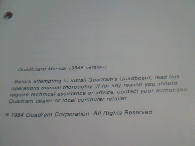 User's Manual Guide - Quadboard Operation Manual Quadram Series 5300 Rev 4 - image 5