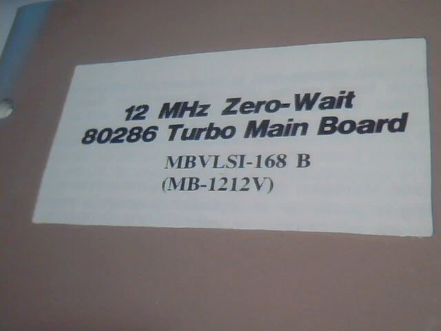 User's Manual Guide - MBVLSI-168 B MB-1212V Zero-wait 80286 Turbo Mainboard - image 2