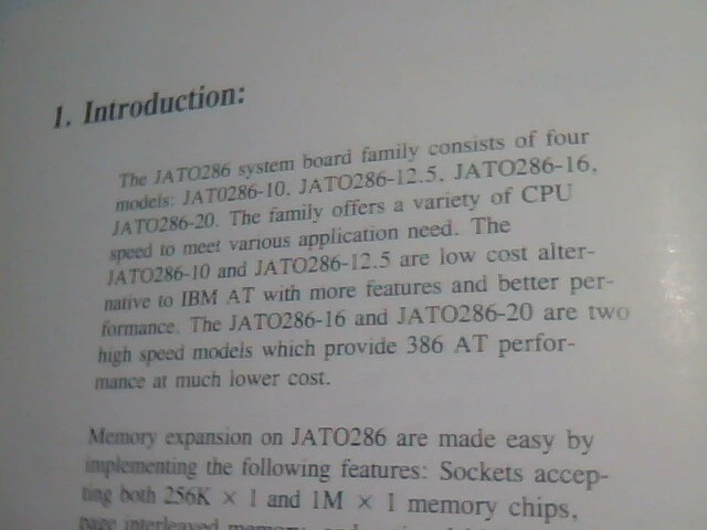 User's Manual Guide - JATO 286 System Board V-1.3A JATO286 - image 3