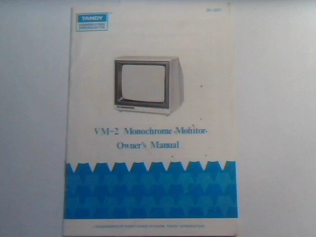 User's Manual Guide - VM-2 Monochrome Monitor Radio Shack Tandy 26-3211