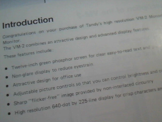 User's Manual Guide - VM-2 Monochrome Monitor Radio Shack Tandy 26-3211 - image 3