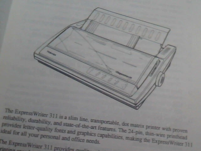 User's manual guide - Toshiba Express Writer 311 Dot Matrix Printer - image 3