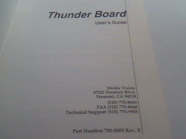 User's manual guide - Thunder Board sound card Media Vision - image 3