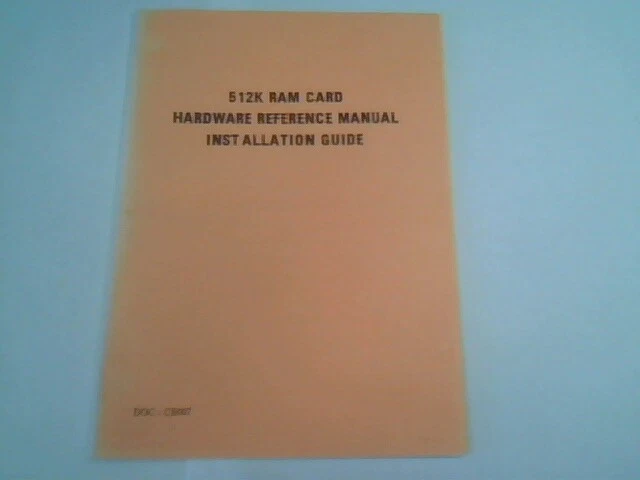 User's Manual Guide - 512K RAM card IBM Computer