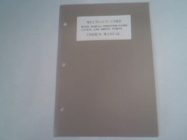 User's Manual Guide - Multi-I/O Card BS-310 with serial printer game clock