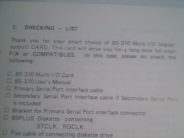 User's Manual Guide - Multi-I/O Card BS-310 with serial printer game clock - image 3