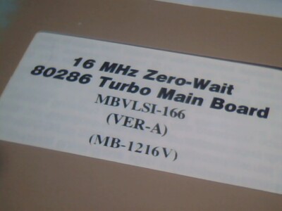 User's Manual Guide - 16MHz zero-wait 80286 turbo mainboard MBVLSI-166 MB-1216V