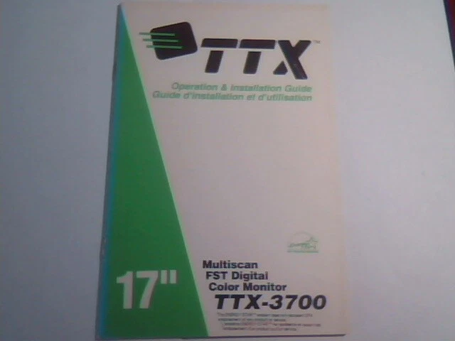 User's Guide Manual - TTX Multiscan FST Digital Color Monitor TTX-3700 17" - image 2