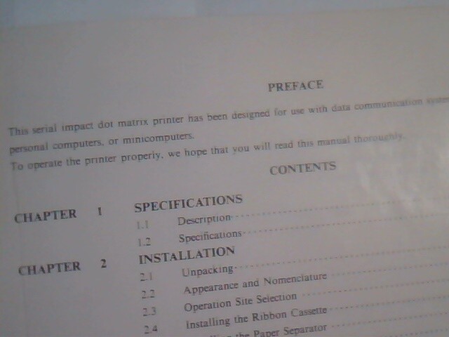 User's Guide Manual - Terminal Printer 80-column serial dot matrix - image 2