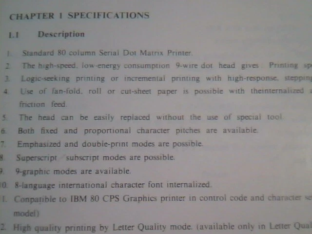User's Guide Manual - Terminal Printer 80-column serial dot matrix - image 3