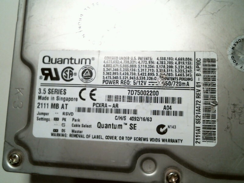 IDE Hard Disk Drive Quantum SE SE21A472 01-B 2111AT APIOC SE21A012 2.1AT - image 2