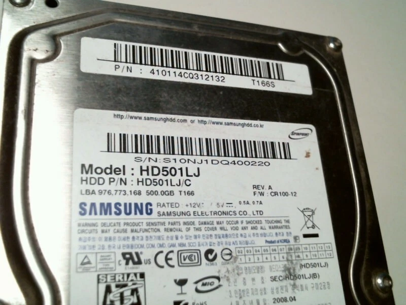 SATA Hard Disk Drive Samsung HD501LJ/C 500GB Rev A 410114CQ312132 - image 2
