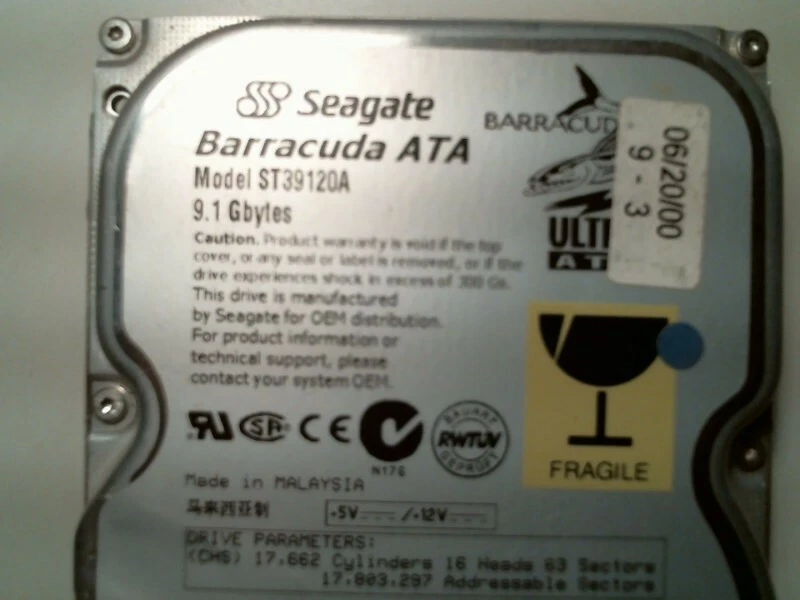 IDE Hard Disk Drive Seagate Barracuda ATA ST39120A 9N6008-038 3.11 A46127 - image 2