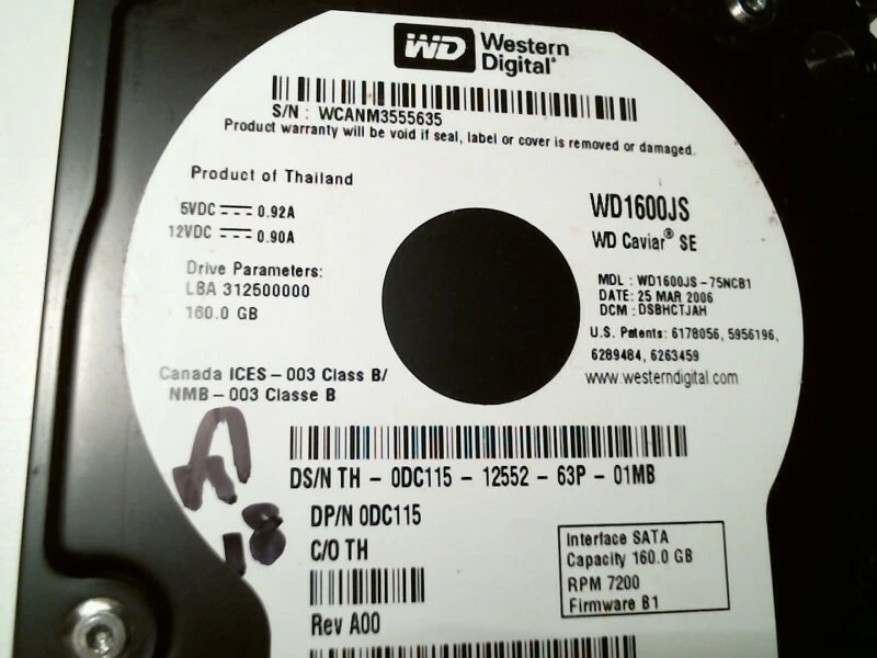 SATA Hard Disk Drive Western Digital Caviar SE WD1600JS-75NCB1 160GB WD1600JS - image 2