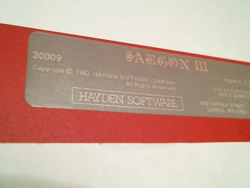 Sargon III 3 game by Hayden Software Apple II II+ IIe 1983 - 5.25" floppy disk - image 2