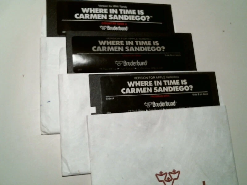5.25" floppy disks - Where in Time is Carmen Sandiego? Broderbund Apple II game