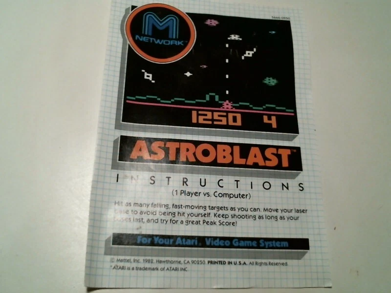 Original box + manual + video game cartridge ATARI M Network Astroblast Mattel - image 7