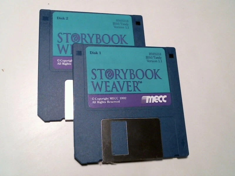 Mecc Storybook Weaver IBM/Tandy 1992 Ver 1.1 HMS318- two 3.5" floppy disks