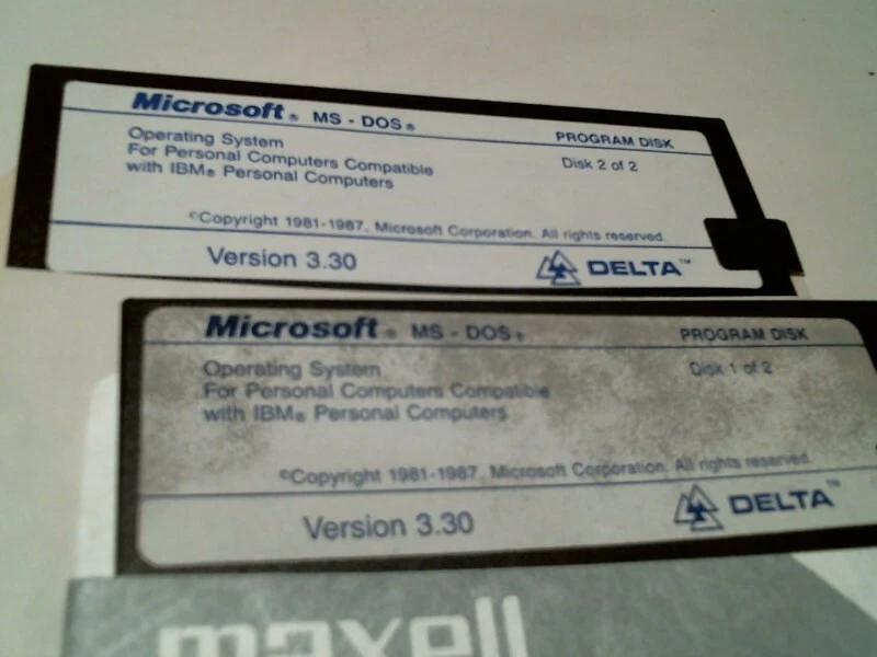 Microsoft MS-DOS Version 3.30 operating system IBM Delta- 5.25" floppy disks - image 2