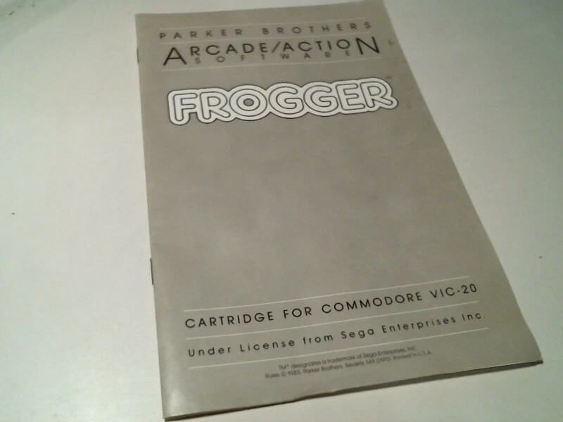 Vintage Game Manual Frogger Parker Brothers Arcade Action VIC-20 cartridge SEGA