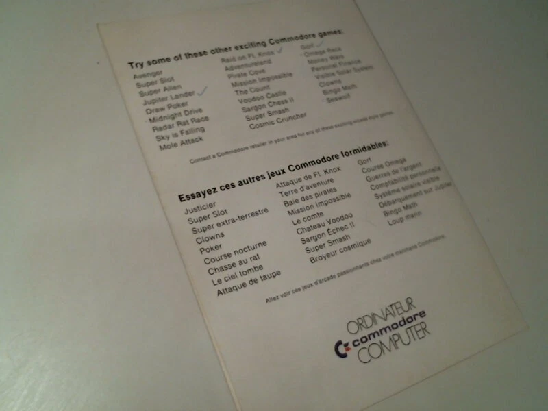 Vintage Game Manual - Jupiter Lander VIC-20 Commodore - image 4