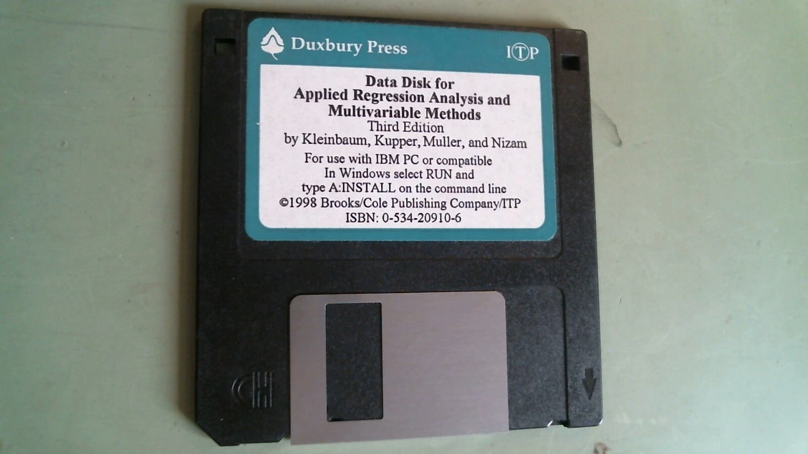 Data for Applied Regression Analysis Duxbury Press Kleinbaum - 3.5" floppy disk