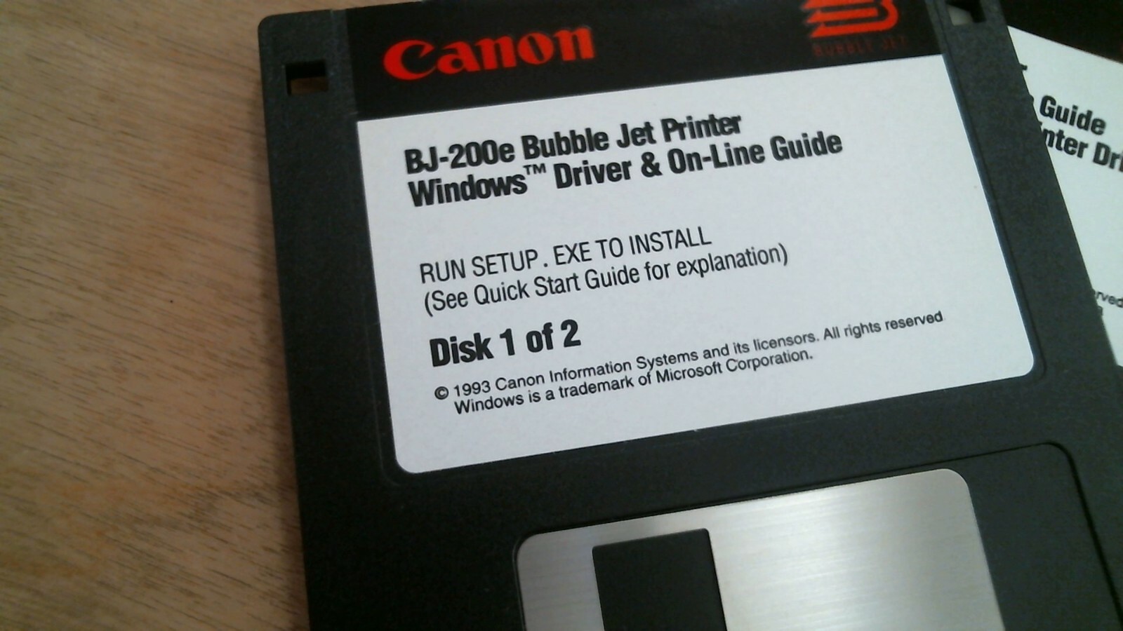 Canon BJ-200e Bubble Jet Printer Driver Guide Windows DOS - 3.5" floppy disks - image 2