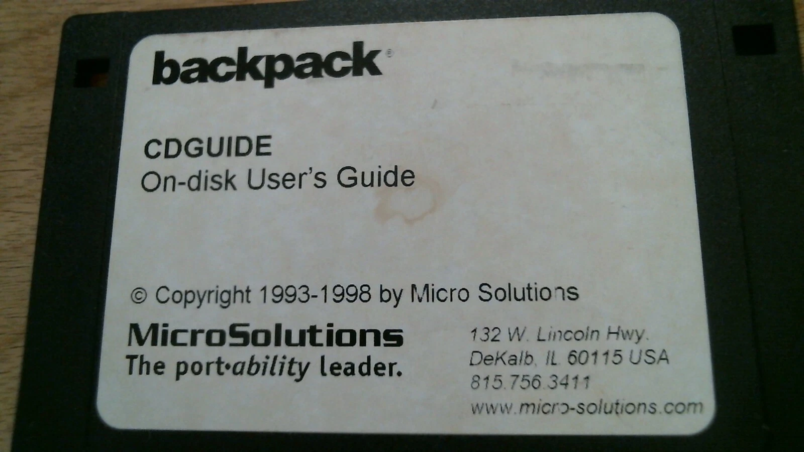backpack CDGUIDE on-disk User's Guide MicroSolutions - 3.5" floppy disk - image 2