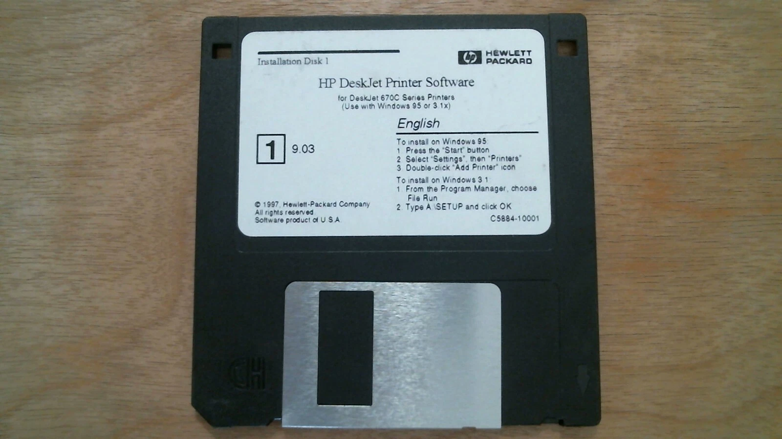 HP Deskjet 670C Printer software installation Windows - 3.5" floppy disk