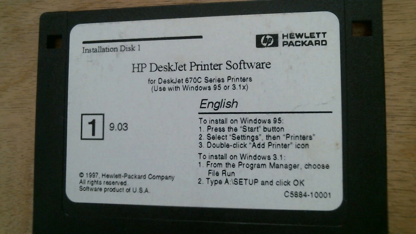 HP Deskjet 670C Printer software installation Windows - 3.5" floppy disk - image 2