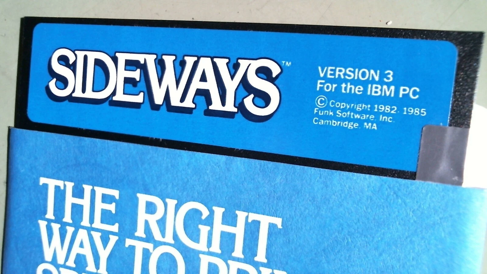 Sideways Version 3 IBM PC by Funk Software spreadsheets print - 5.25 floppy disk - image 2
