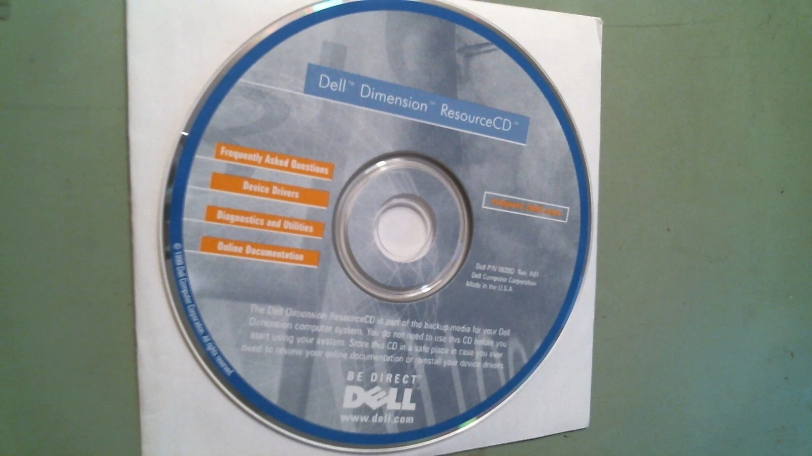 CD - Dell Dimension ResourceCD 0628D A01 Drivers Utilities Documentation