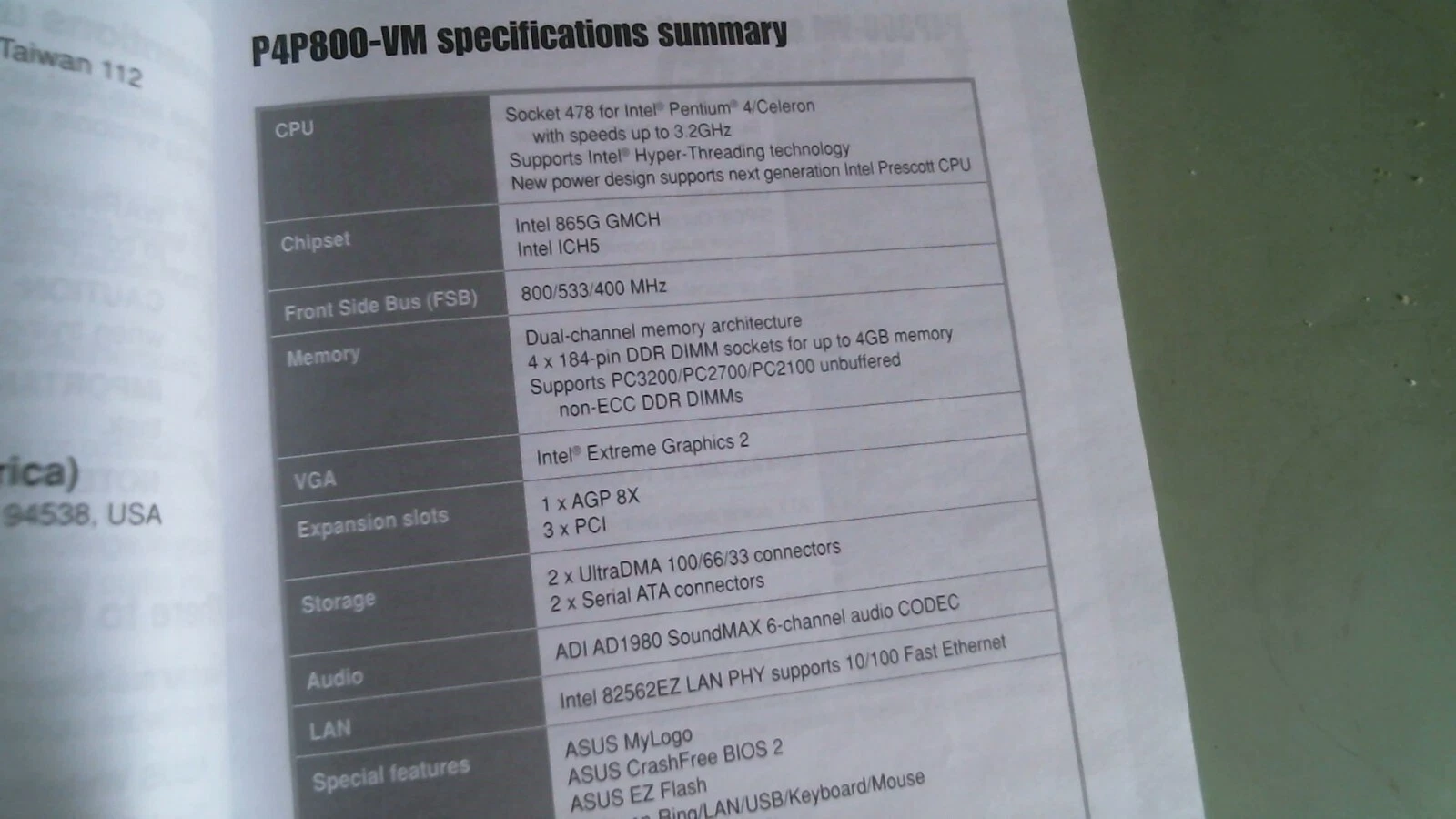 User's Guide Manual - ASUS P4P800-VM motherboard 865G Pentium 4 - image 4