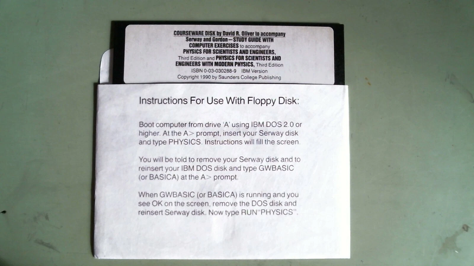 Courseware Physics study guide by Oliver, Serway, and Gordon - 5.25 floppy disk