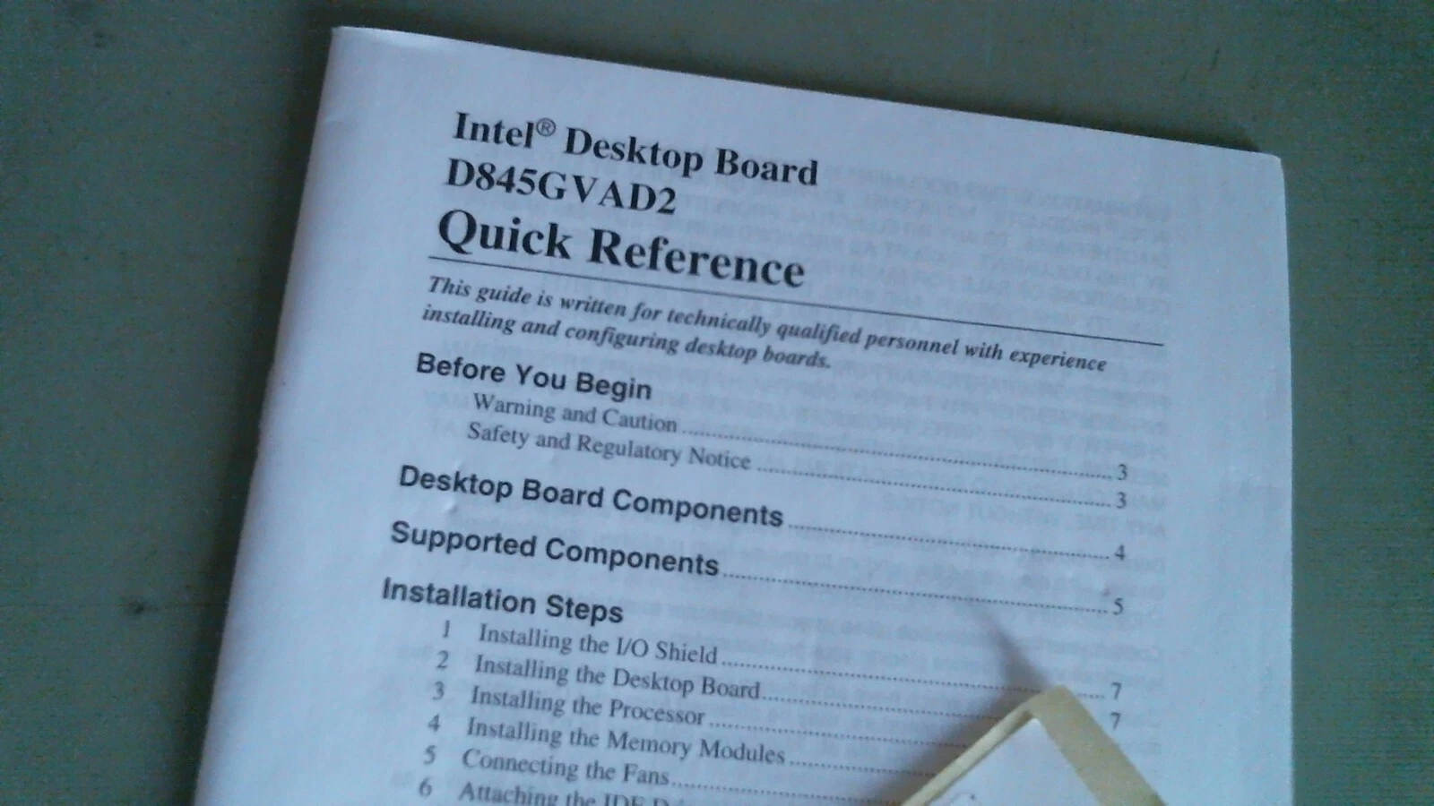 User's Manual - Intel Desktop Board D845GVAD2 Quick Reference - multi-language - image 2