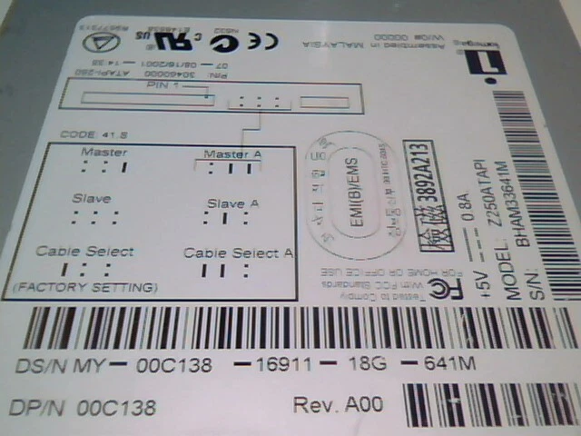 Iomega Z250ATAPI ZIP 250 250i drive IDE 40pin DELL 00C138 ATAPI-250 30460000 41. - image 5