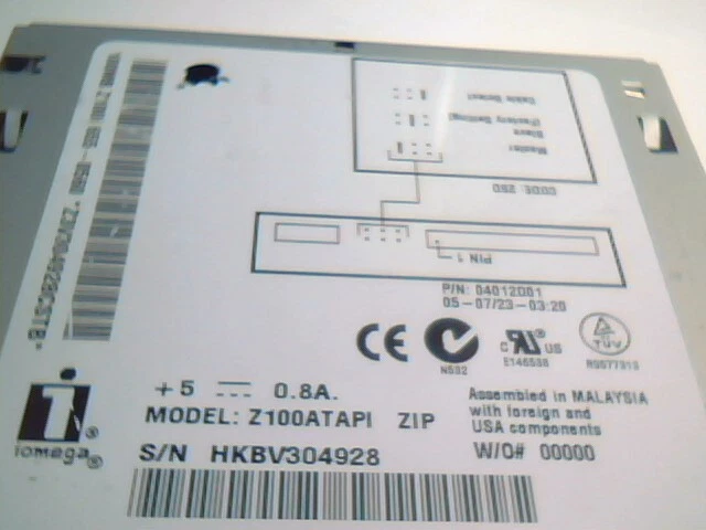 Iomega Z100ATAPI Z100i ZIP 100 drive IDE 40-pin Apple 655-0560 Code:25D 04012D01 - image 5