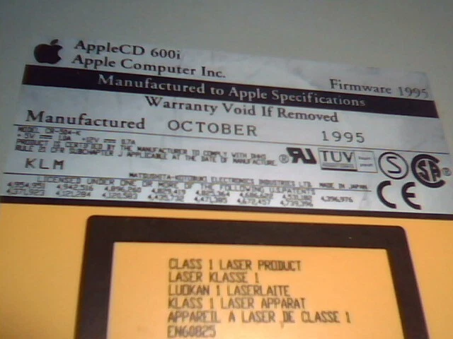 AppleCD 600i SCSI CDROM Drive 678-0065 CD-504-K Firmware 1995 - image 5
