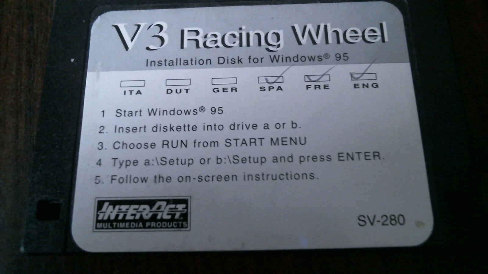 V3 Racing Wheel Installation Windows 95 InterAct SV-280 - floppy disk 3.5 inch