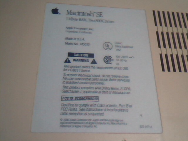 Macintosh SE - Back panel of Case - with label and STEVE JOBS SIGNATURE -3 - image 3