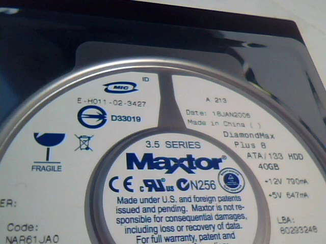 Hard Disk Drive IDE 40-pin Maxtor DiamondMax Plus 8 ATA/133 HDD 40GB 06 ✅TESTED - image 4