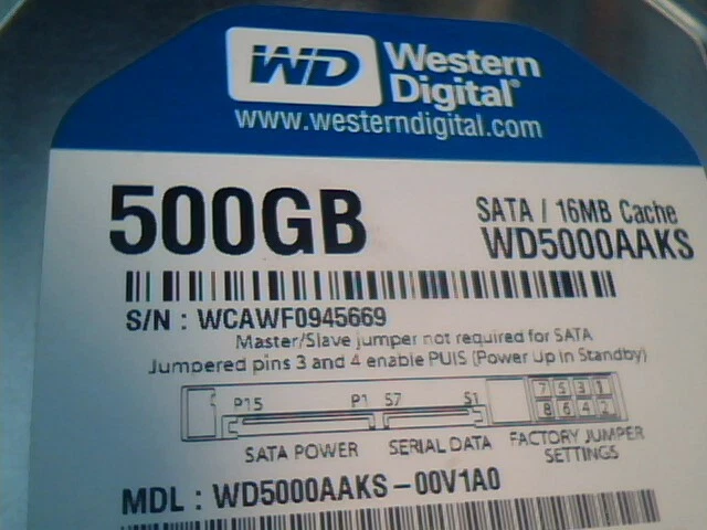 Hard Disk Drive SATA WD Caviar Blue 500GB WD5000AAKS-00V1A0 HHRNHTJAHN ✅TESTED - image 3