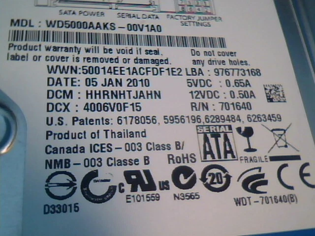 Hard Disk Drive SATA WD Caviar Blue 500GB WD5000AAKS-00V1A0 HHRNHTJAHN ✅TESTED - image 4