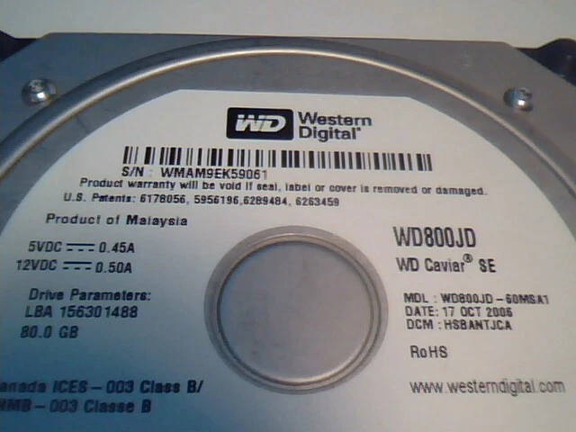 Hard Disk Drive SATA WD Caviar SE 80GB WD800JD-60MSA1 HSBANTJCA ✅TESTED - image 5