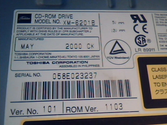 CD-ROM Drive Sun 370-3416-02 3703416 Toshiba XM-6201B ROM 1103 50PIN SCSI✅TESTED - image 5