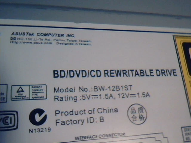 CD-ROM Drive ASUS BW-12B1ST-23 BD/DVD/CD ReWritable Drive SATA ✅TESTED - image 5
