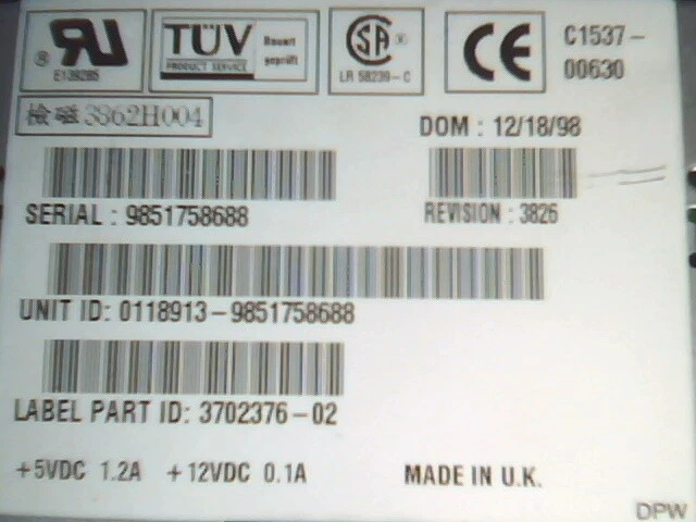 SCSI DAT Tape Drive SUN 370-2376-02 DDS3 HP C1537-00630 3826 3702376-02 - image 6